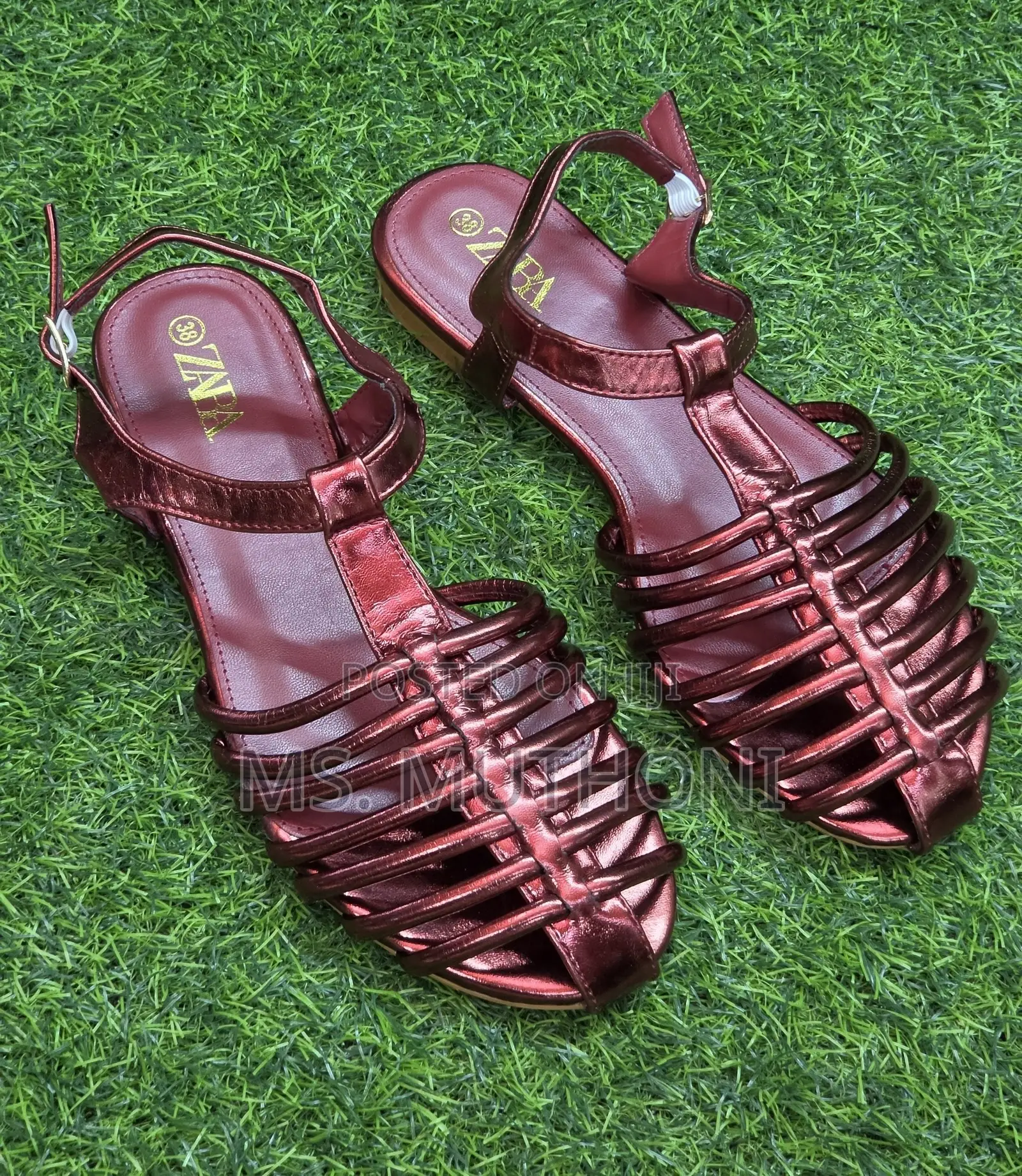 ZARA Metallic Caged Flat Sandals Size 37-42