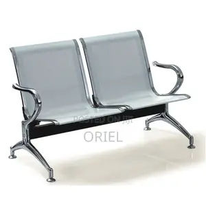 Office Bench : 2-Seater Steel Office Waiting Reception Bench.