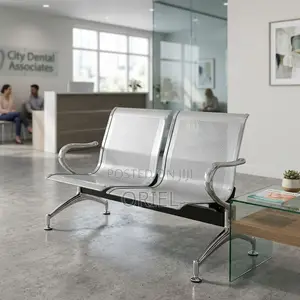 Office Bench : 2-Seater Steel Office Waiting Reception Bench.