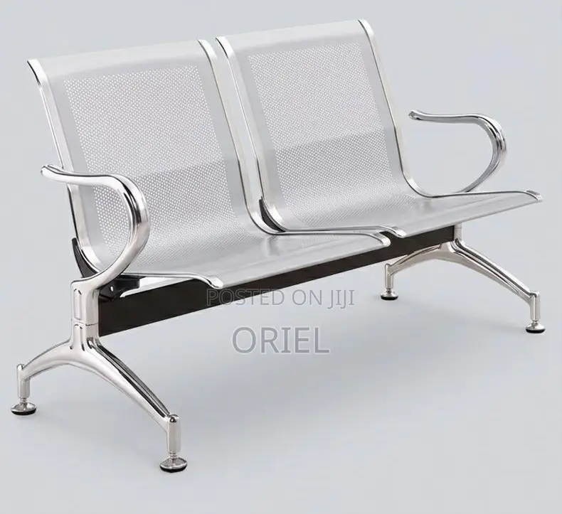 Office Bench : 2-Seater Steel Office Waiting Reception Bench.