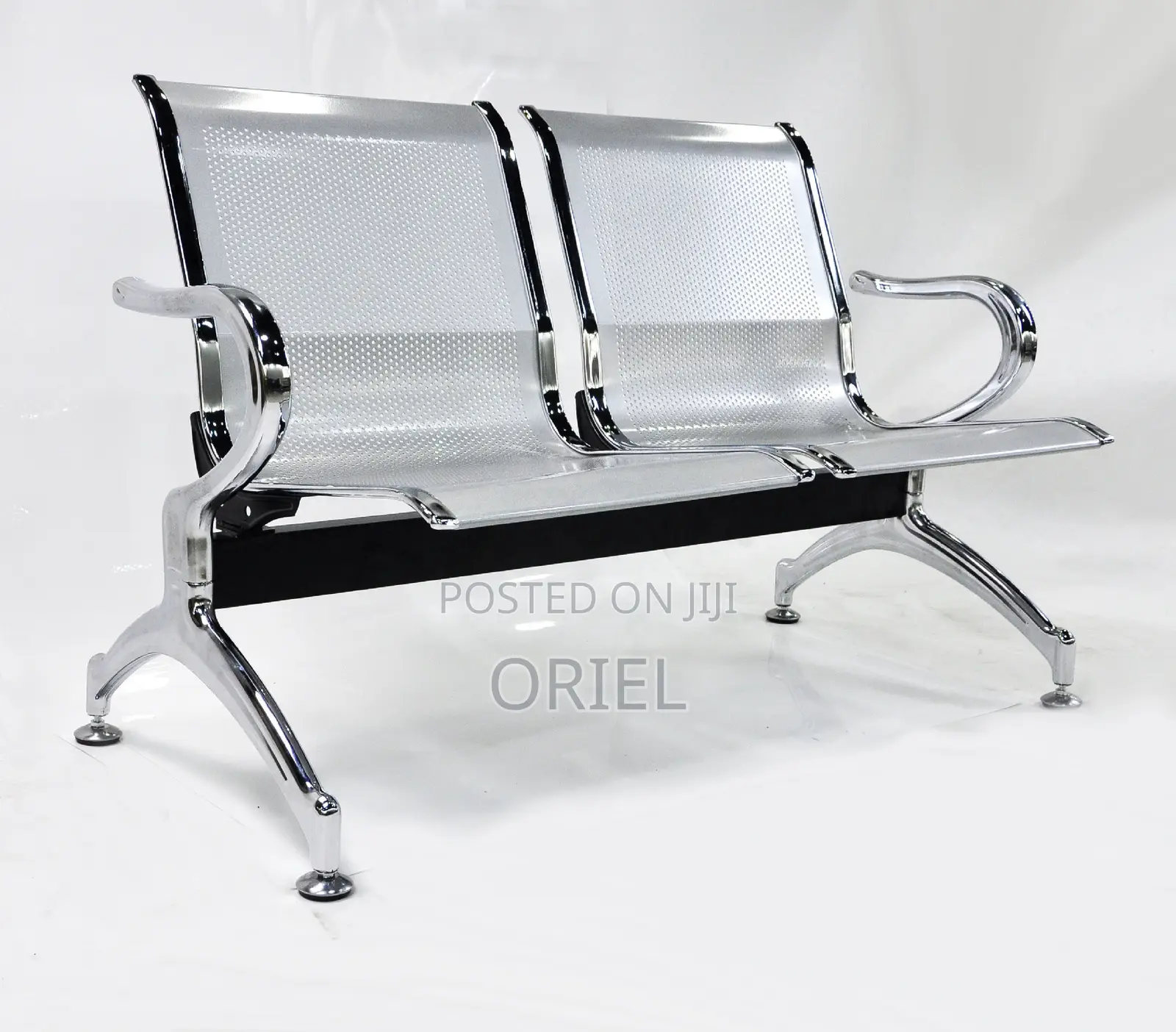 Office Bench : 2-Seater Steel Office Waiting Reception Bench.