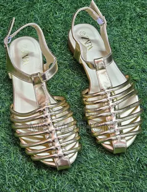 Zara Metallic Cage T-Strap Sandals.