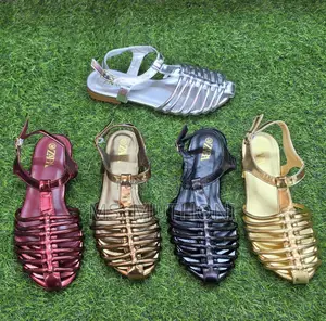 Zara Metallic Cage T-Strap Sandals.