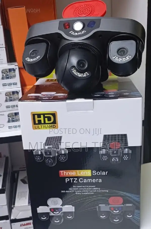 Triple Lens Solar Security Camera With Siren Alarm | 4G CCTV