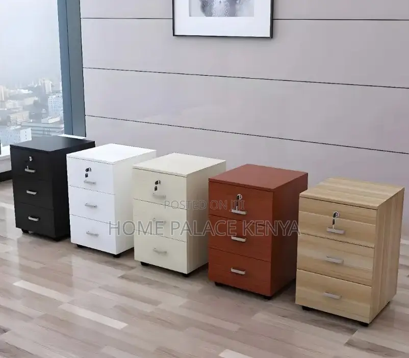 Office Drawer: 3 Drawer Wooden Mobile Pedestal
