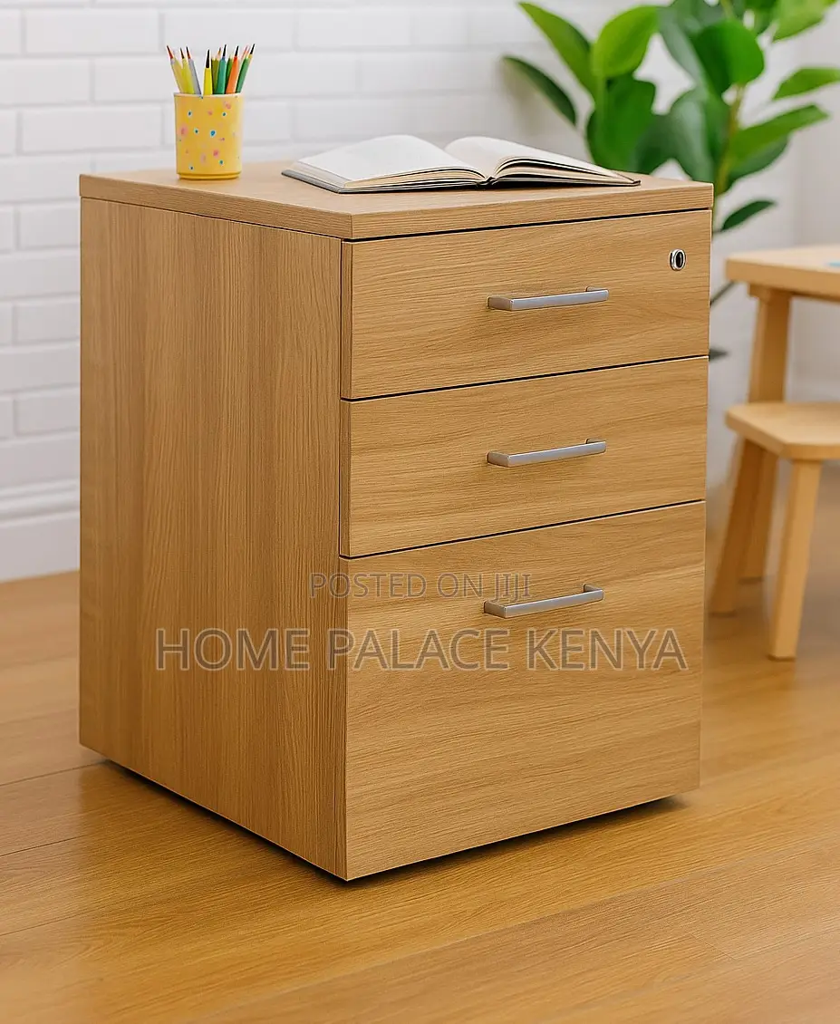 Office Drawer: 3 Drawer Wooden Mobile Pedestal