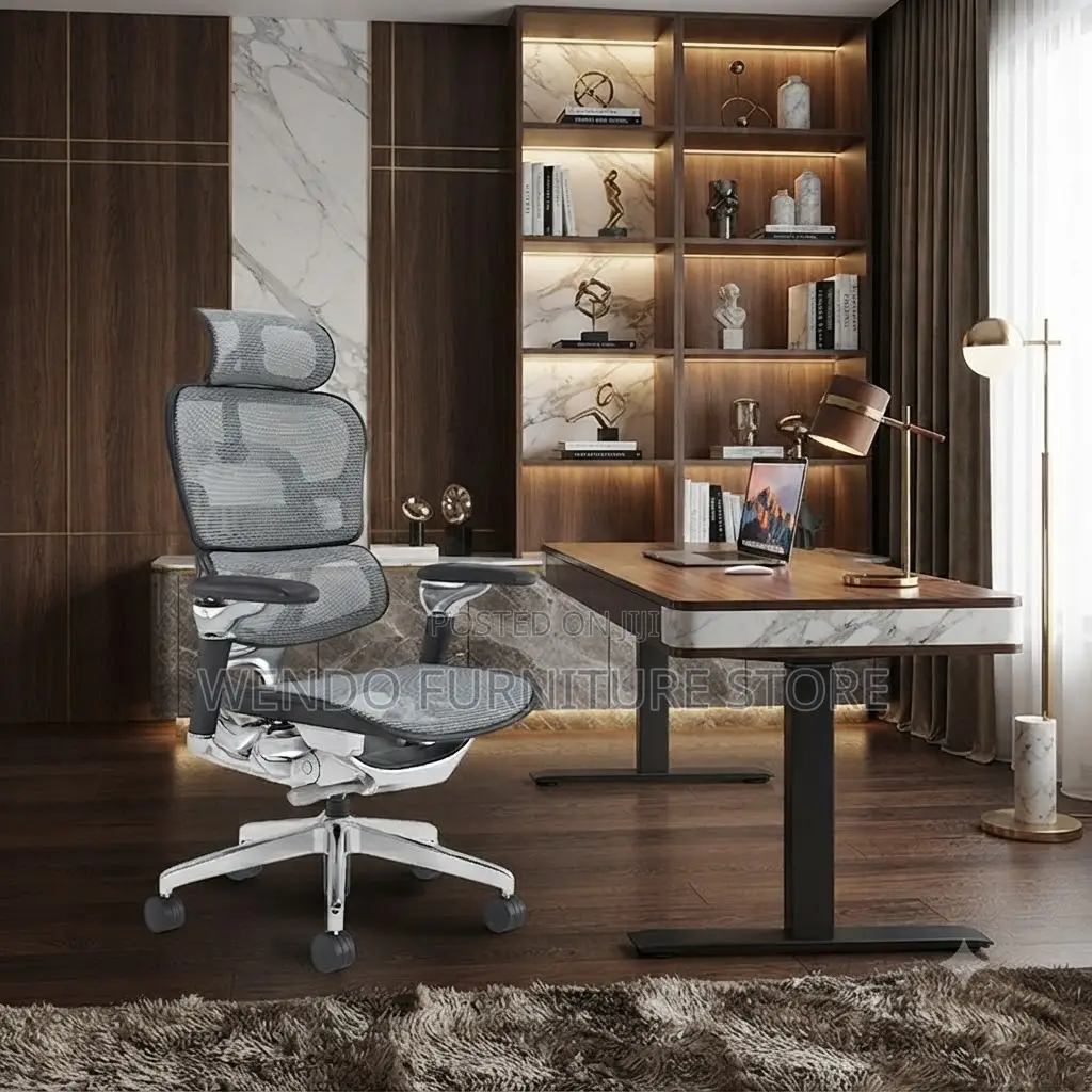 Office Chairs; High Back White Fabric Orthopedic Office Chairs
