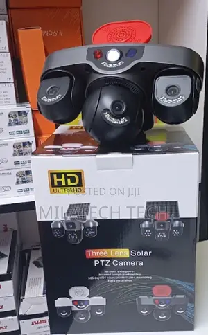 Solar Powered Triple Lens CCTV Camera With Alarm Siren