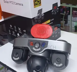 Triple Lens Solar CCTV Camera With 4G Network, Siren Night Vision