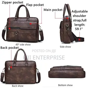 Jeep Large Leather Laptop Briefcase Bag – Unisex | Office Business