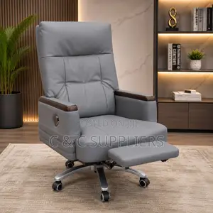 Boss Leather Desk Chair With Footrest.
