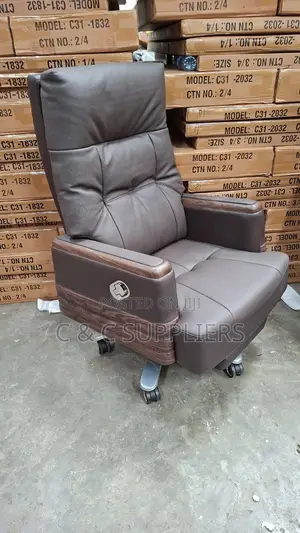Boss Leather Desk Chair With Footrest.