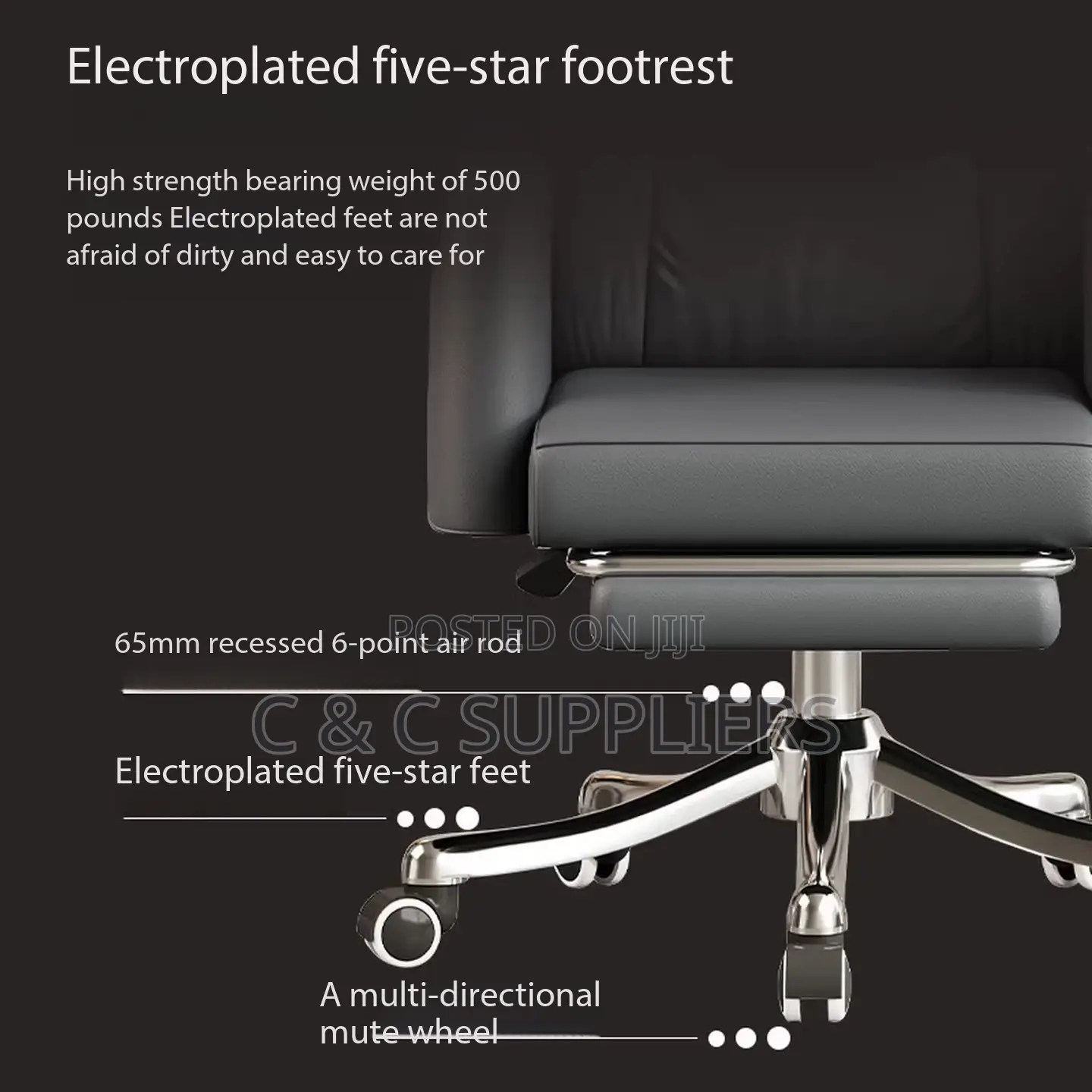 Boss Leather Desk Chair With Footrest.