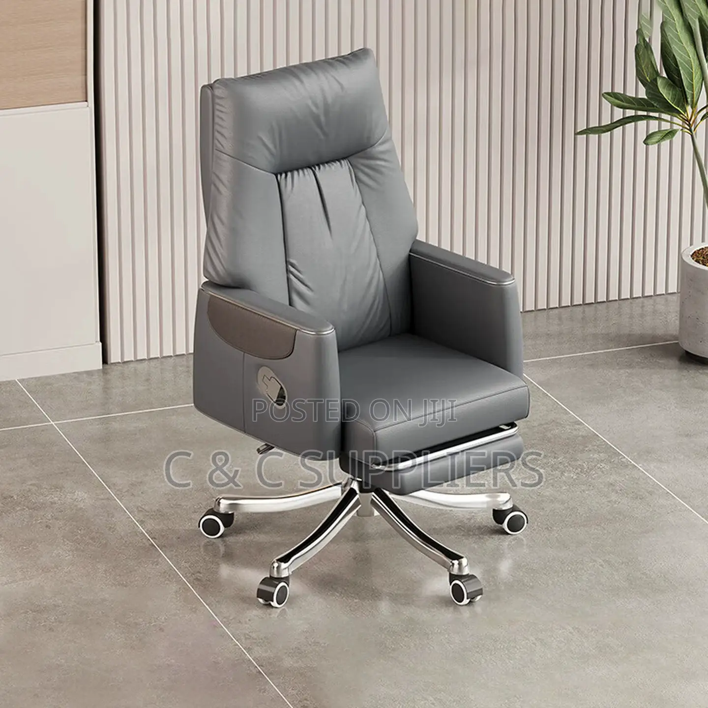 Boss Leather Desk Chair With Footrest.