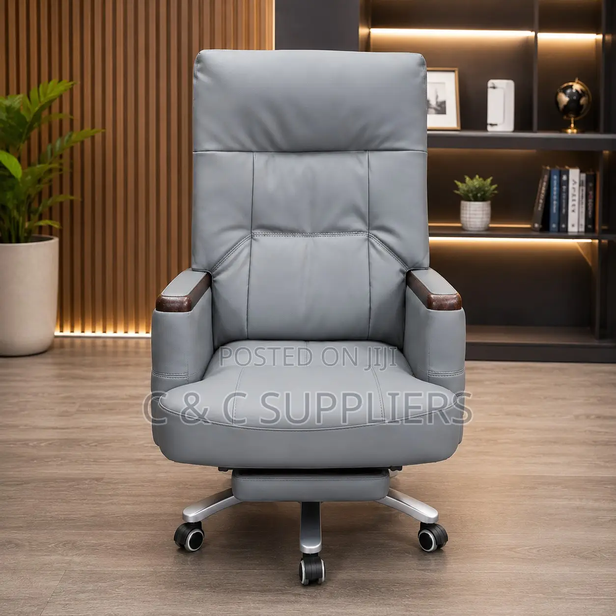 Boss Leather Desk Chair With Footrest.