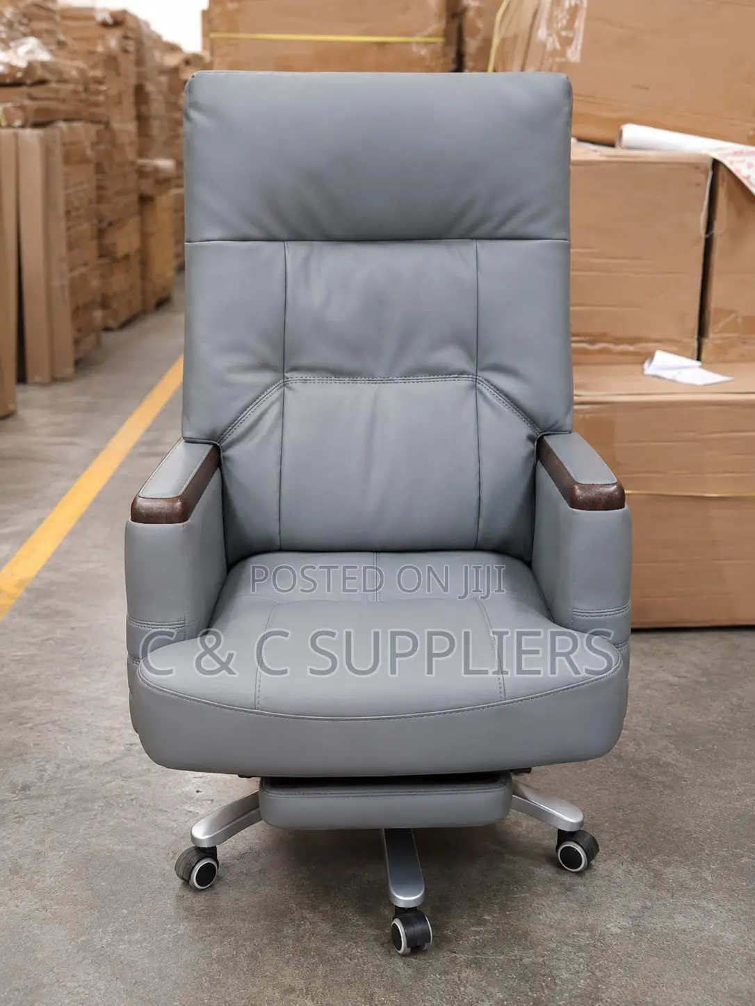 Boss Leather Desk Chair With Footrest.
