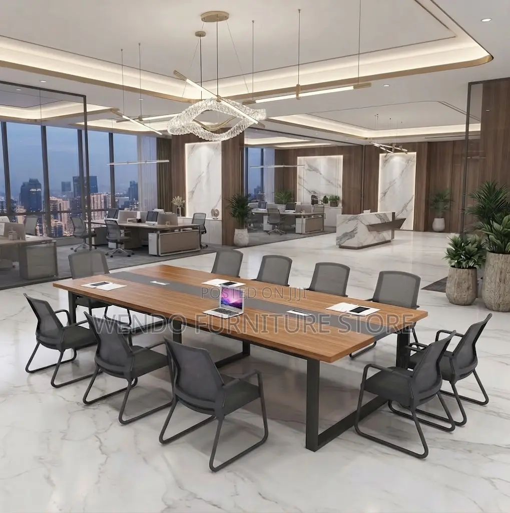 Boardroom Table; 2.4 Meters Brown Top Boardroom Table