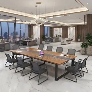Boardroom Table; 2.4 Meters Brown Top Boardroom Table