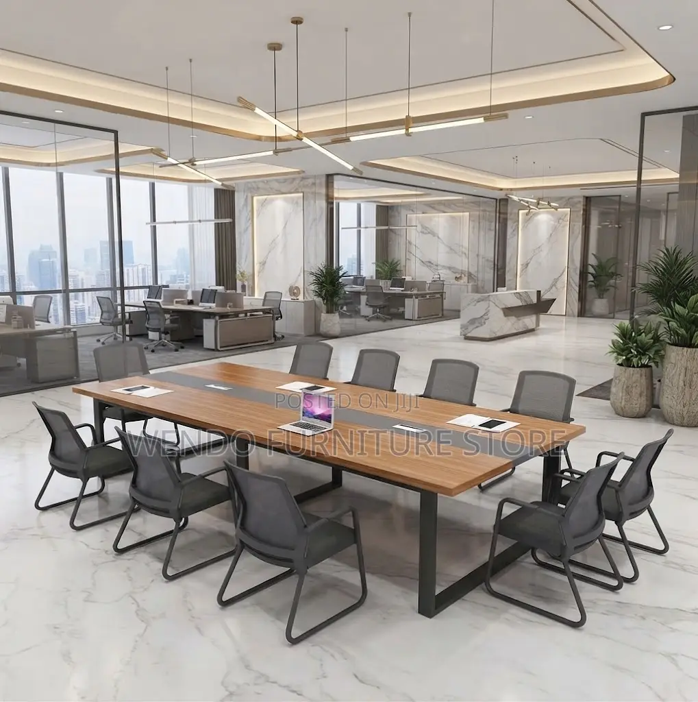 Boardroom Table; 2.4 Meters Brown Top Boardroom Table