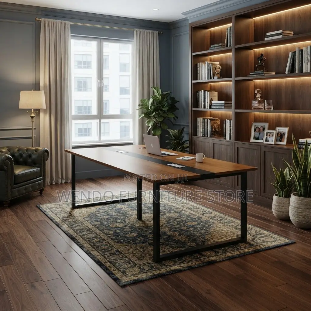 Boardroom Table; 2.4 Meters Brown Top Boardroom Table