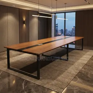 Boardroom Table; 2.4 Meters Brown Top Boardroom Table