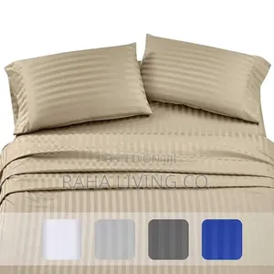 Grey Striped Cotton Bedsheet Set | 4pc | Fits Multiple Sizes