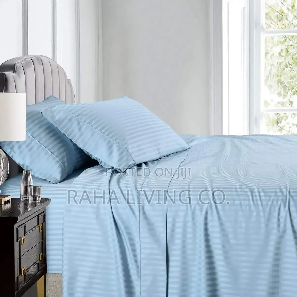 Grey Striped Cotton Bedsheet Set | 4pc | Fits Multiple Sizes