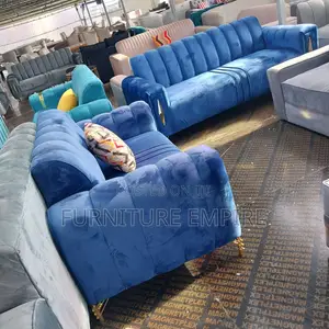 5-Seater Shell Sofa Set — Elegant Blue Comfort