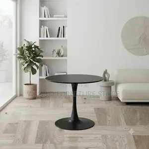 Coffee Table; Round Marble Black Home Office Coffee Table