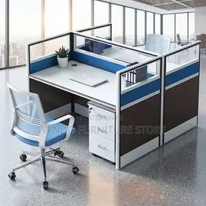 Office Workstation; Two Way Users Blue Working Workstations