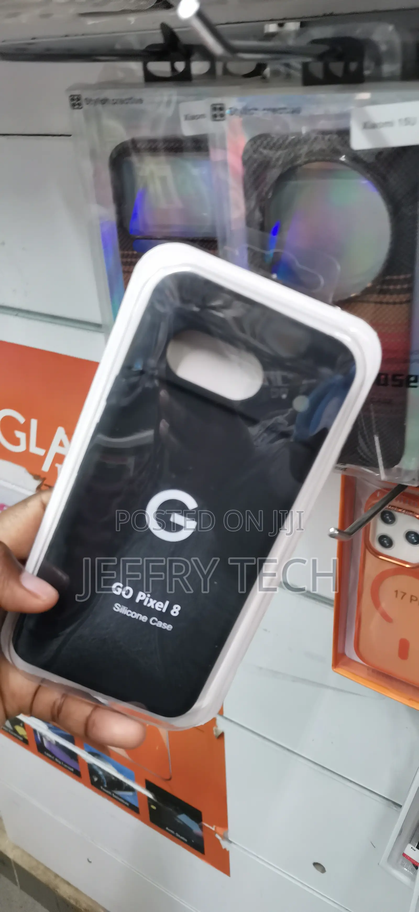 Black GO Pixel 8 Case Elongated Pill-Shaped Cutout Near the Top