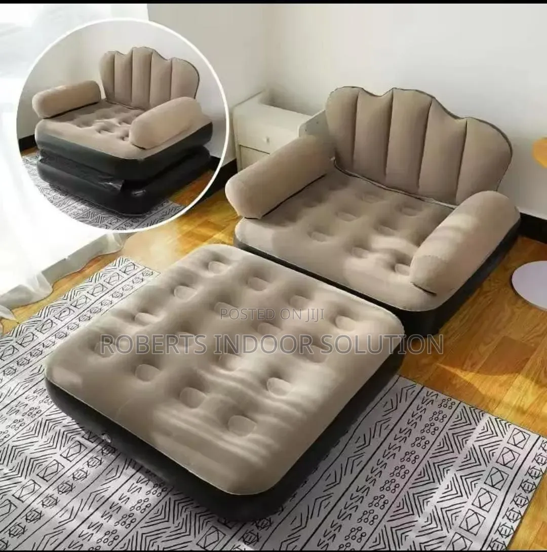 5 in 1 Inflatable Couch Lazy Sofa Bed With L Shaped Arm Rest