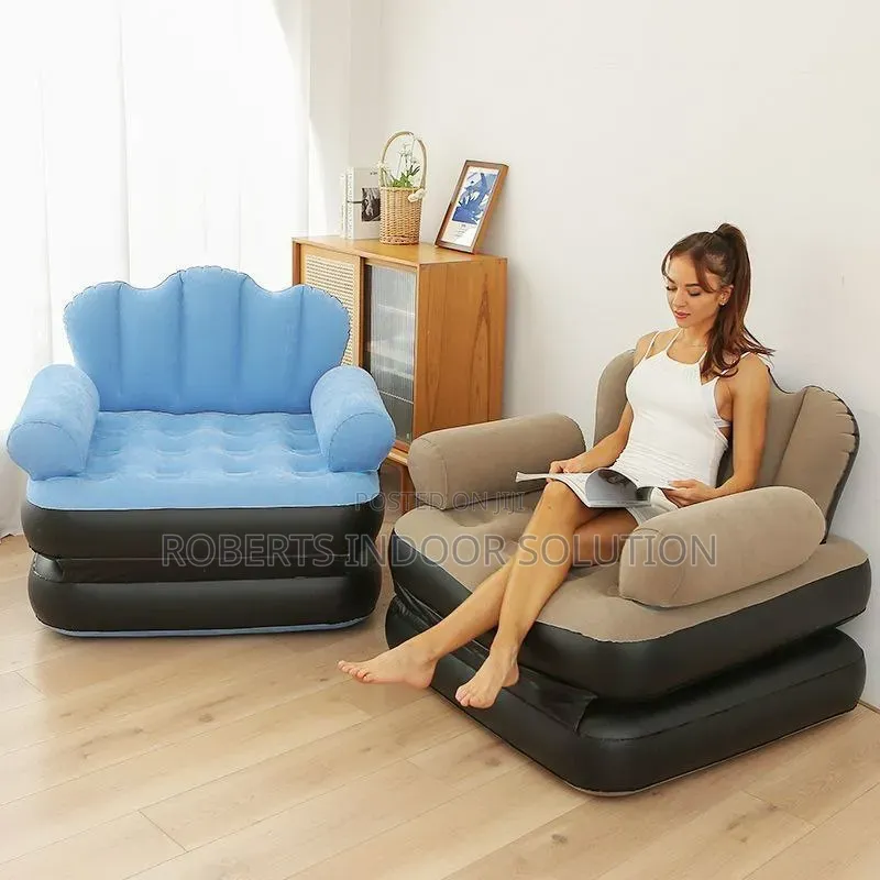 5 in 1 Inflatable Couch Lazy Sofa Bed With L Shaped Arm Rest