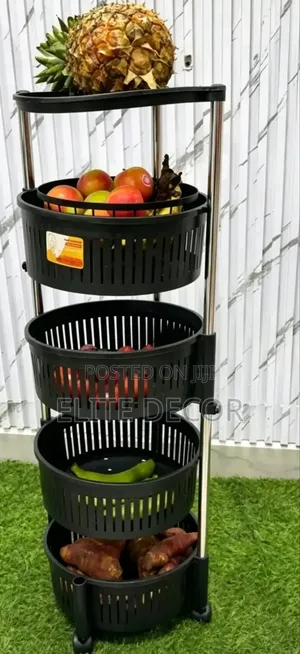 4-Tier Rotating Kitchen Storage Trolley – 360° Movable Organizer Rack