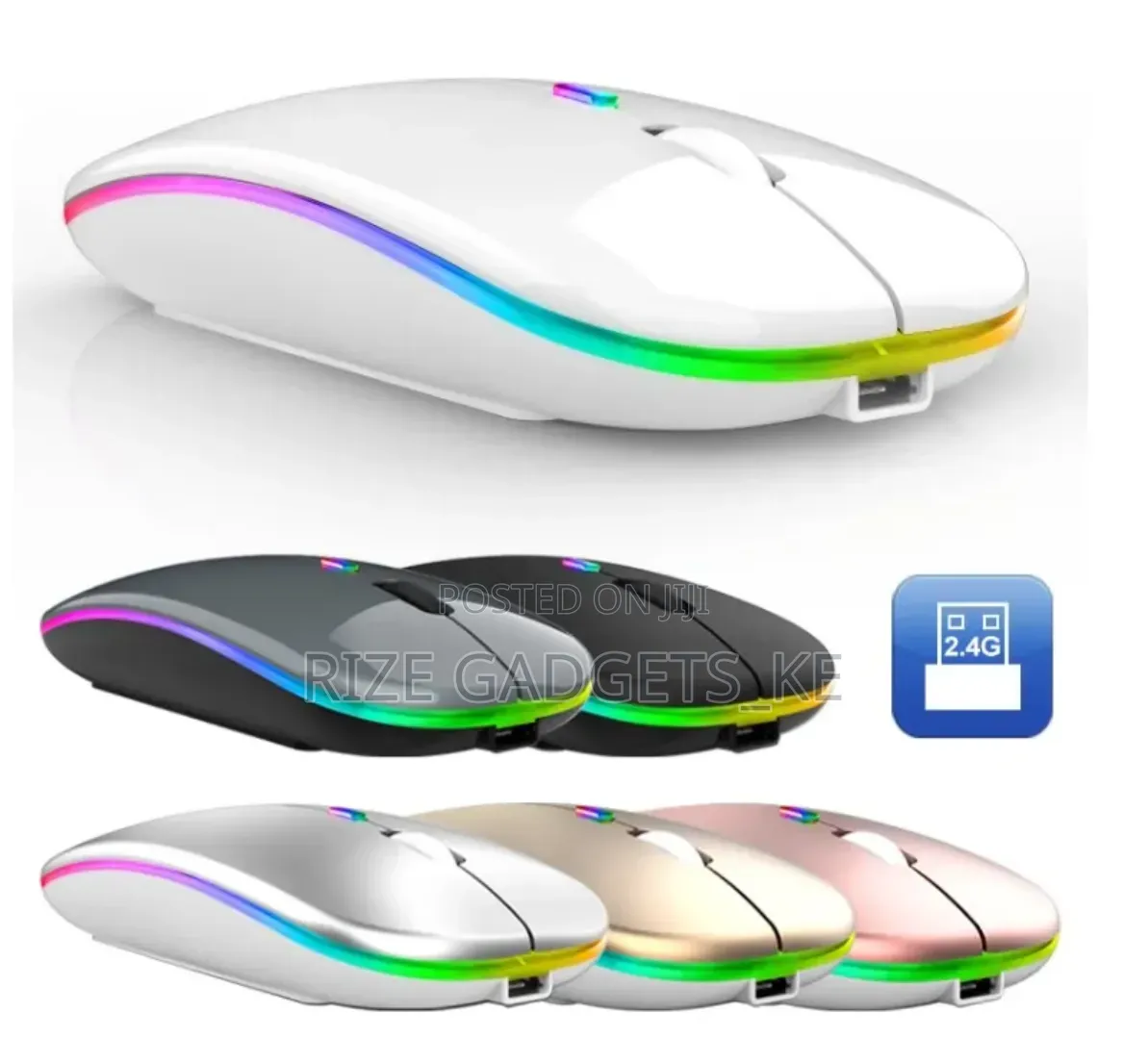 Rechargeable Wireless RGB Mouse | 2.4GHz | Silent Click | Slim Design