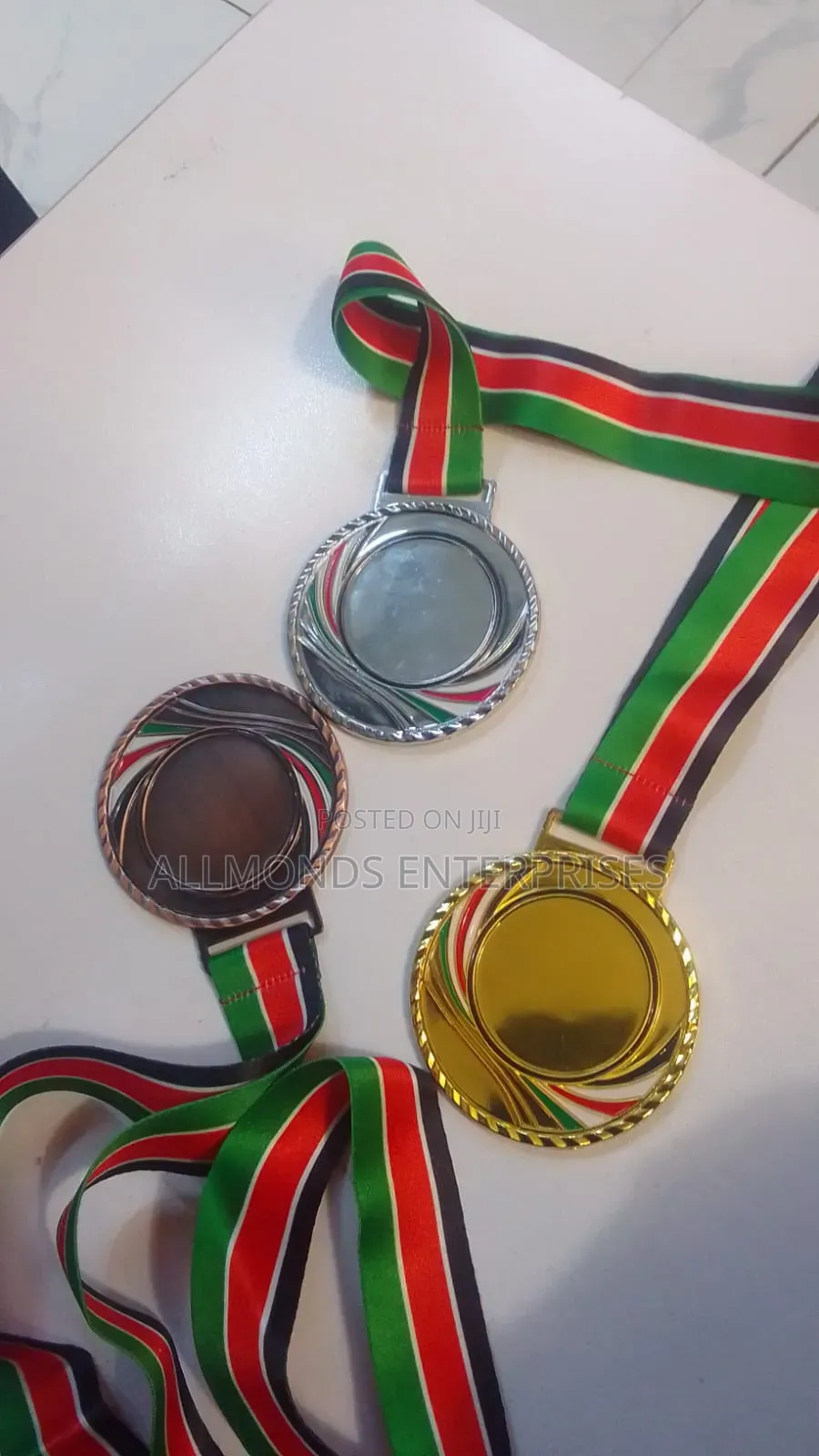 Gold, Silver and Bronze Medal With a Kenyan Flag Lanyard Available!