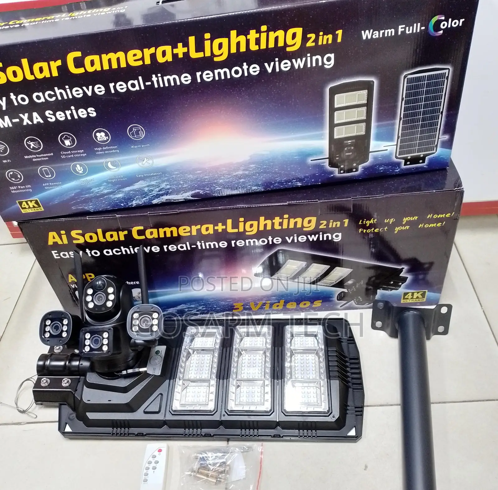 450W Dual Lens Wifi Solar Powered V380 Ai CCTV Floodlight Camera