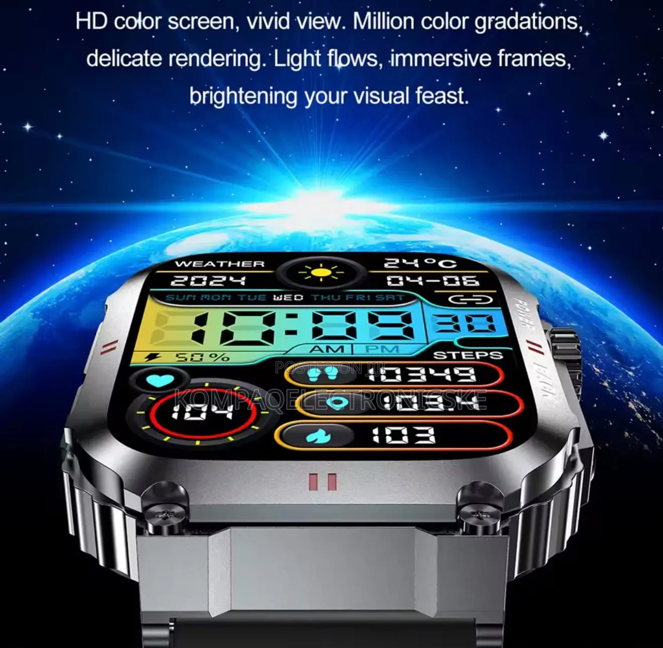 Hw 57 Gent's Smartwatch With 2 Interchangeable Straps