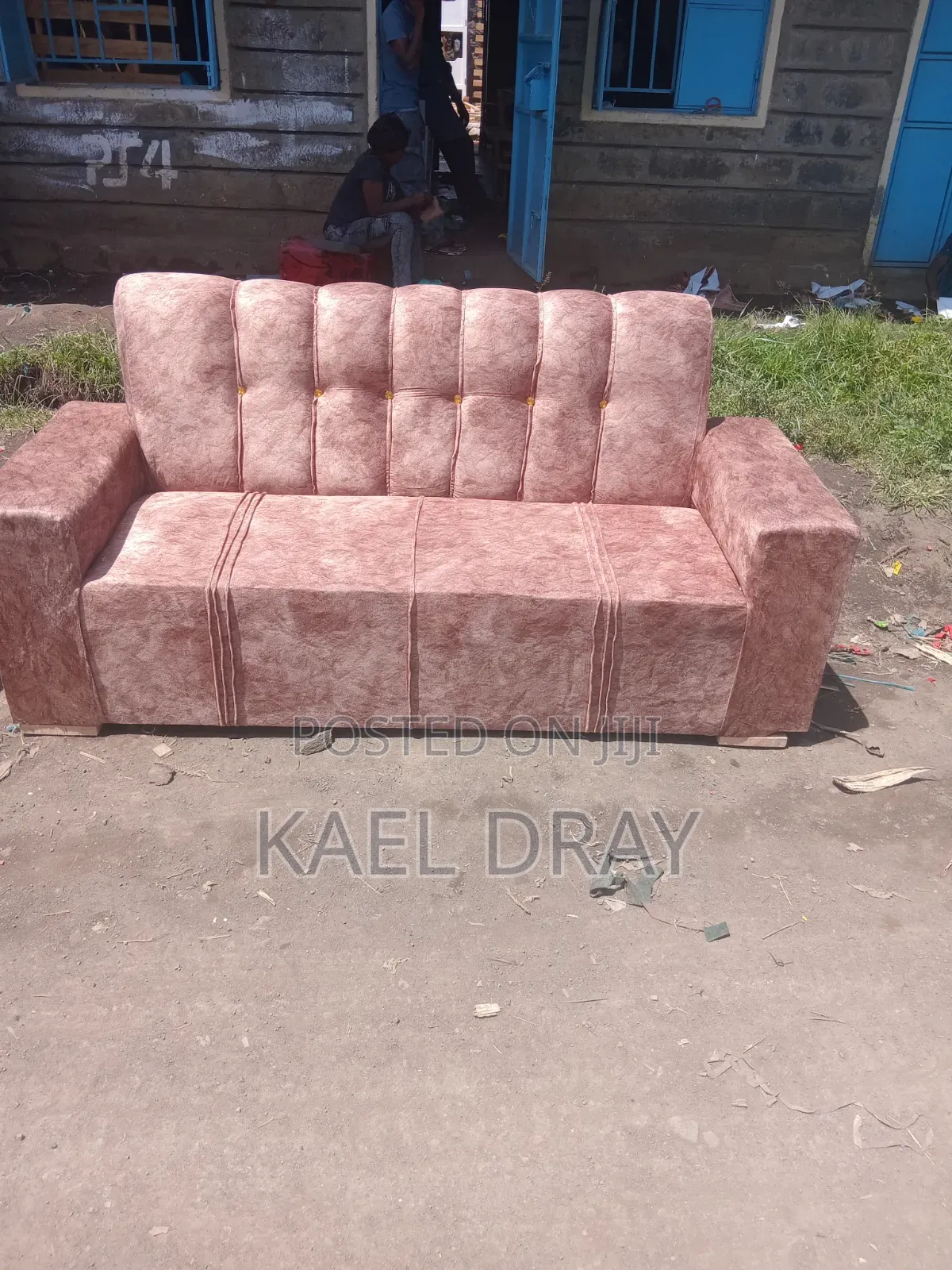 Elegant Tufted Sofa Set – Pink Velvet