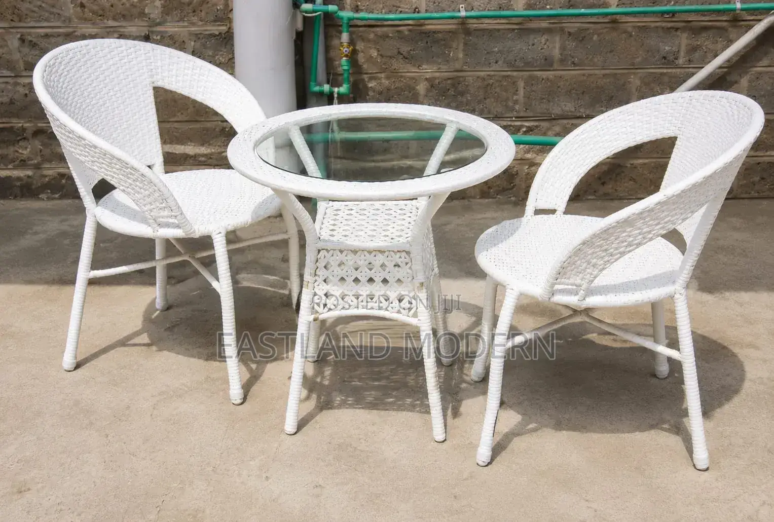 White 2 -Seater Rattan Bistro Set