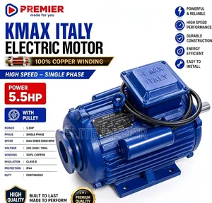Kmax Italy 5.5HP Electric Motor – High Speed Single Phase Copper