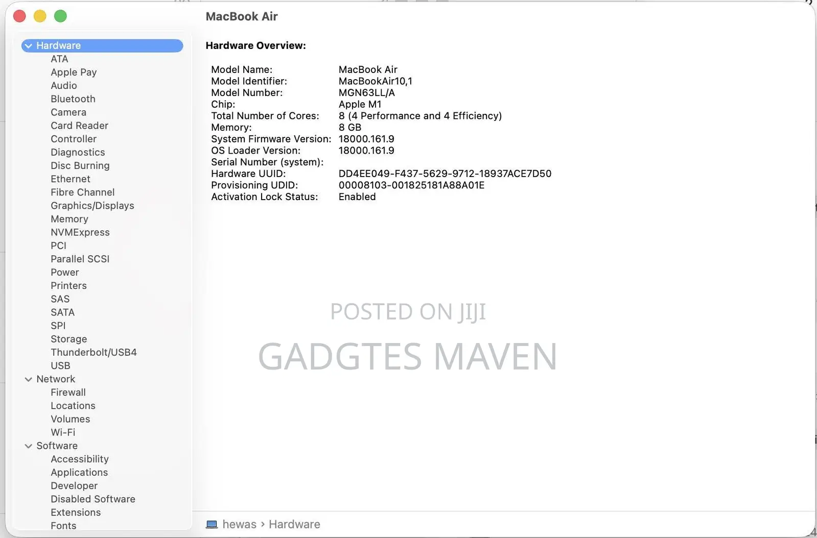Laptop Apple MacBook Air 8GB Apple M1 SSD 256GB