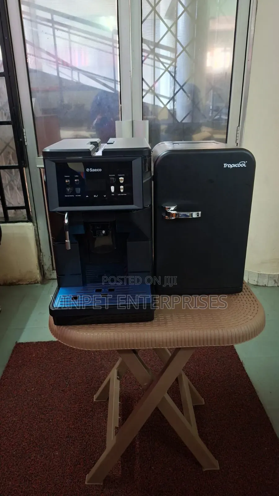 Saeco Aurora M1 Bean to Cup Coffee Machine and Tropicool Mini Fridge
