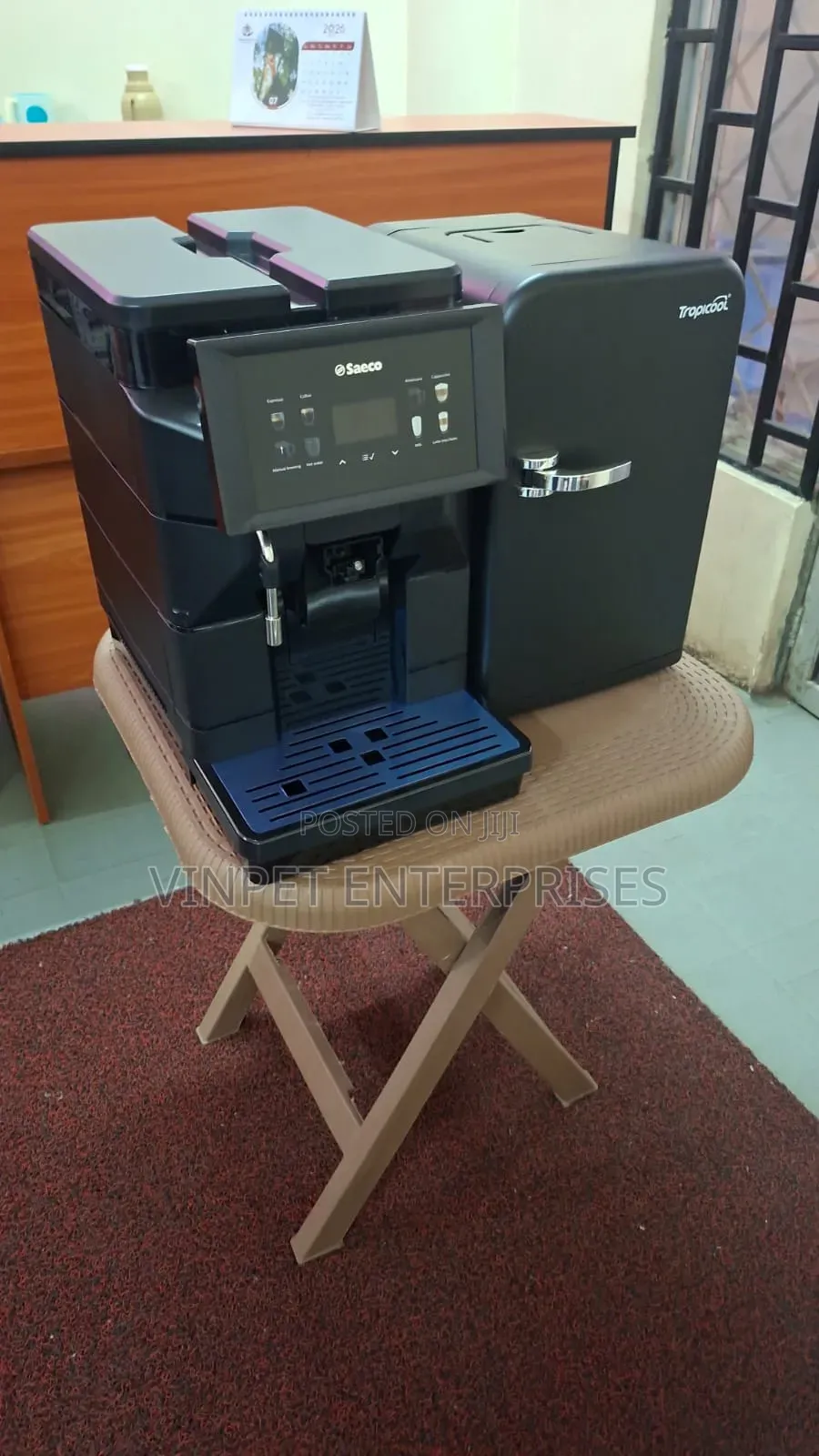 Saeco Aurora M1 Bean to Cup Coffee Machine and Tropicool Mini Fridge