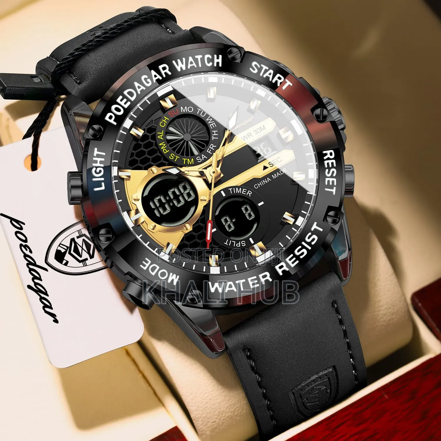 Poedagar Dual With Double Time Gents Watch E125