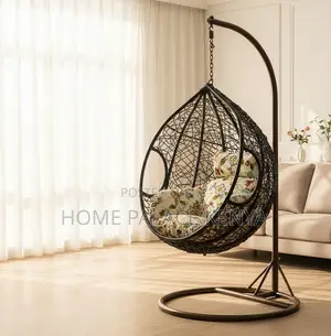Swing Chair: Outdoor Single Pole Hanging Rattan Swing