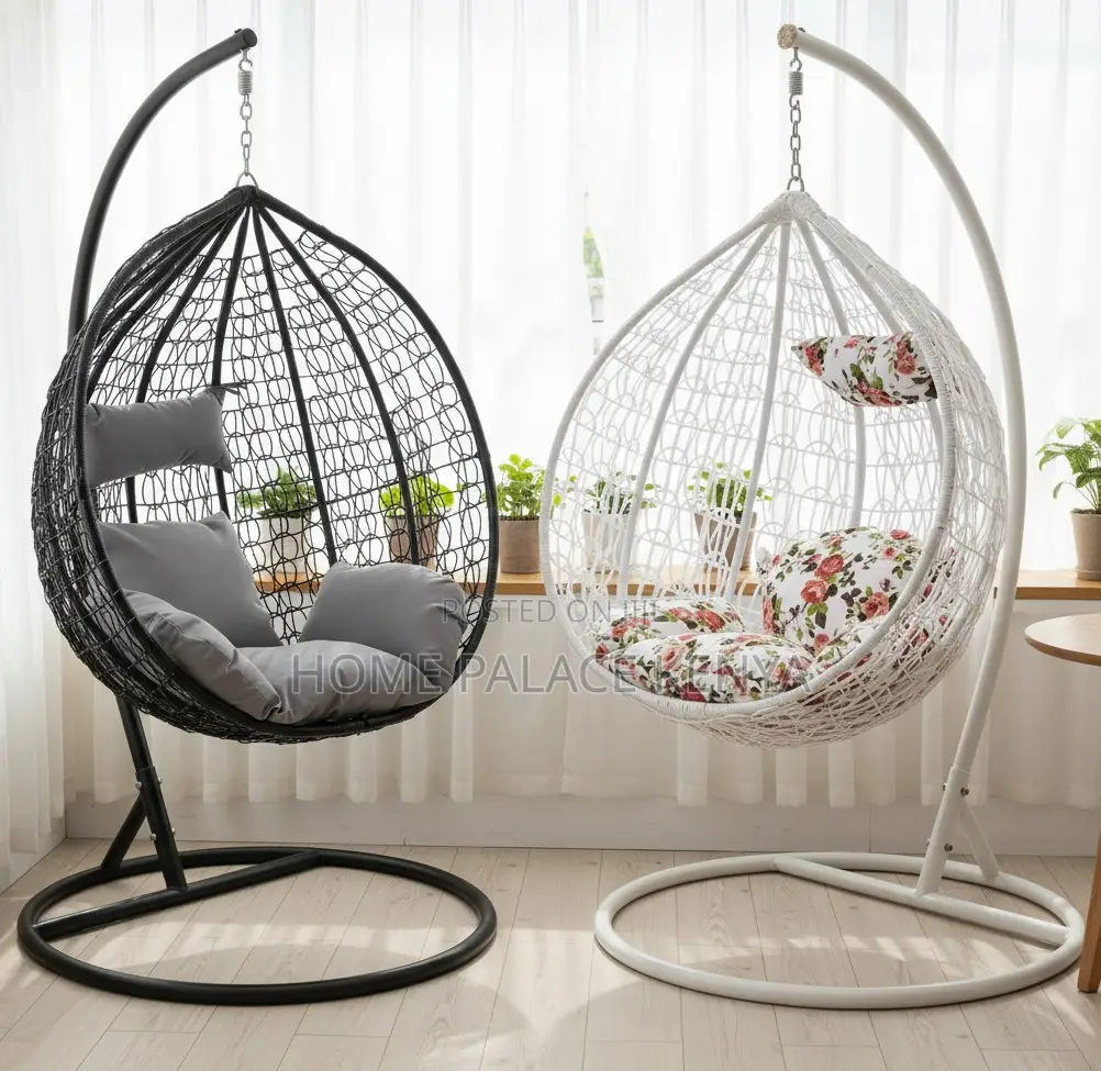 Swing Chair: Outdoor Single Pole Hanging Rattan Swing