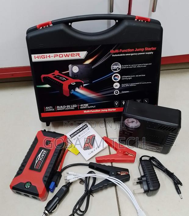 Emergency Portable Car Jump Starter Kit With Air Compressor - thumbnail 2