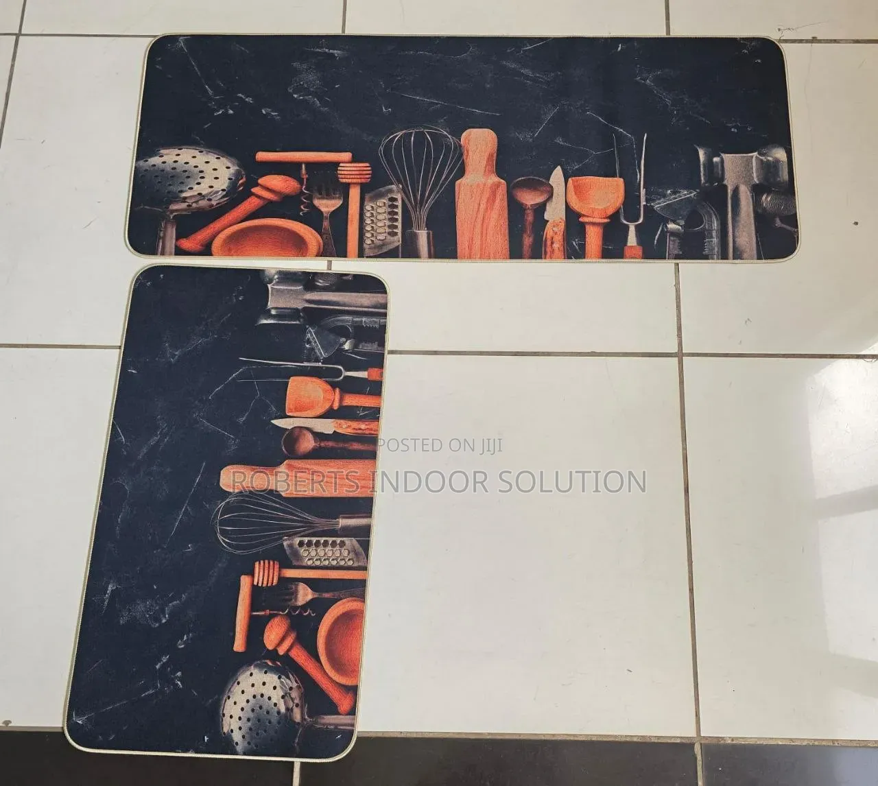 2pcs Kitchen Mats With Rubber Bottom