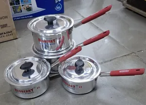 Redberry Stainless Steel Cookware Set – 8 Pieces With Rubber Handles